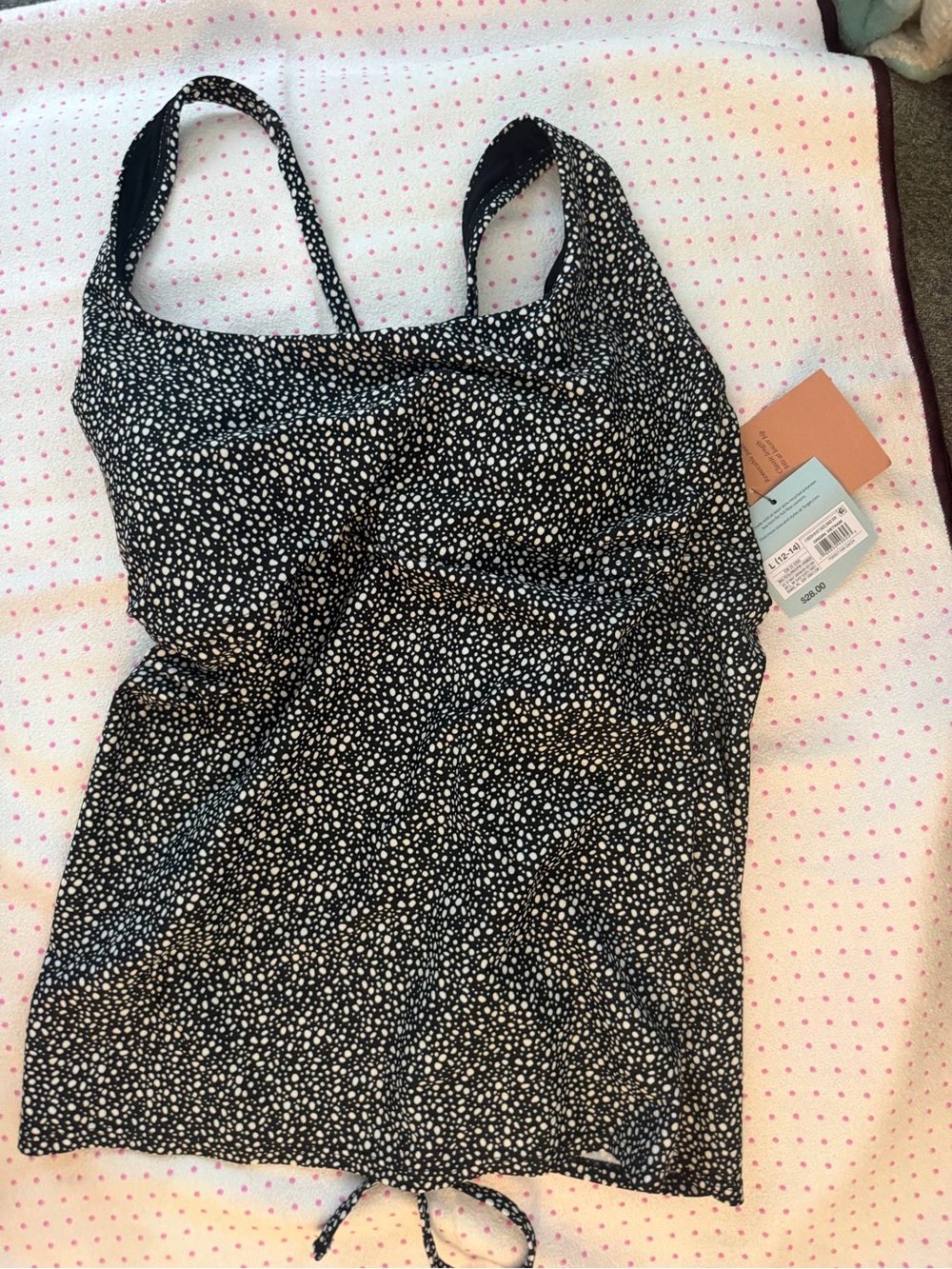 NWT shade & shore L - Black and White Printed Tankini